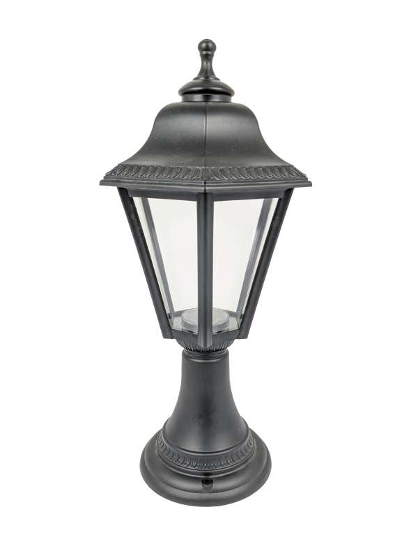 Roman Black Pillar Mount Coach Light