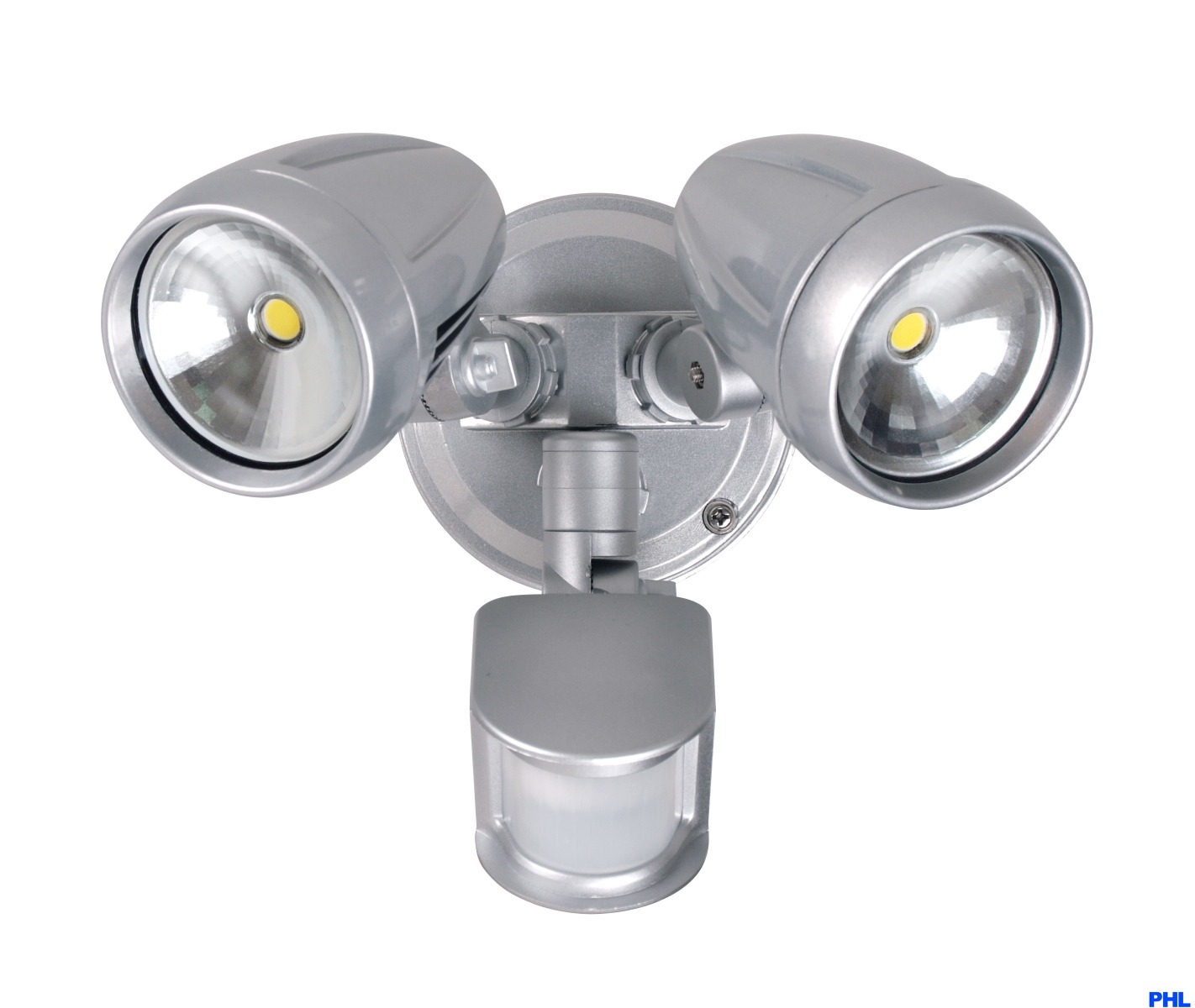 PHL4202 Twin 15watt LED Floodlights with Sensor - Silver