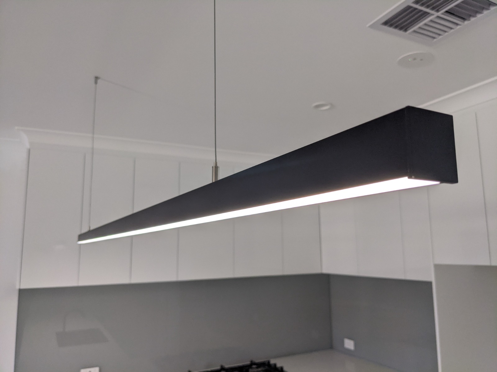 Ailia Sleek 1.5m Long Black LED Linear Pendant Light - lifestyle
