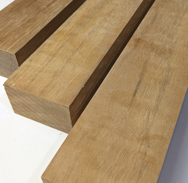 Spotted Gum - Unfinished timber planks - closeup.