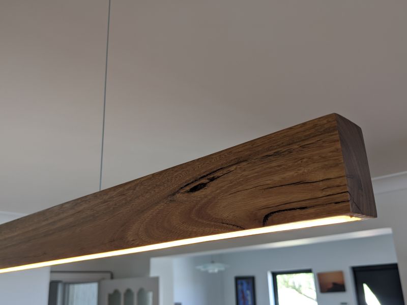 Spotted Gum Timber Pendant - Installed Pic