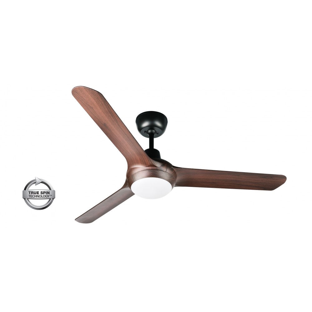 Spyda Timber ceiling fan with Light - Black - Walnut