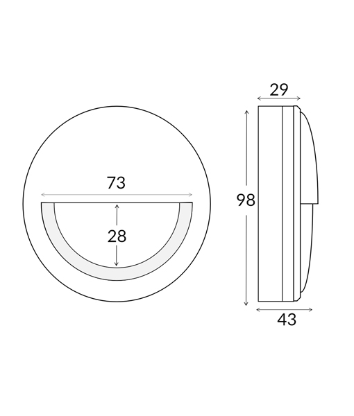 CLA STE17 Black 12VDc Step Light - size