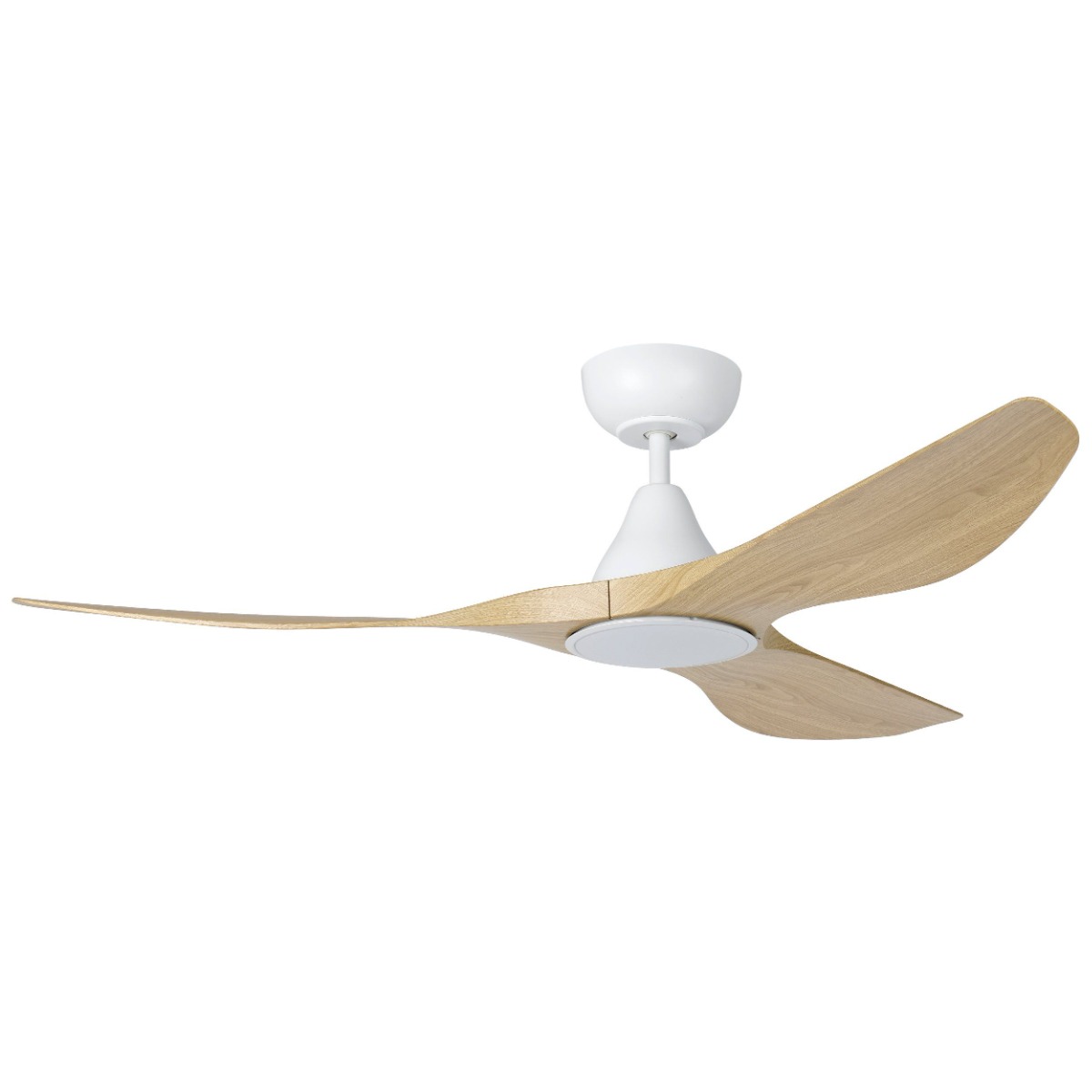Eglo Lighting Surf DC Ceiling Fan with LED Light Kit - White with Oak Blades