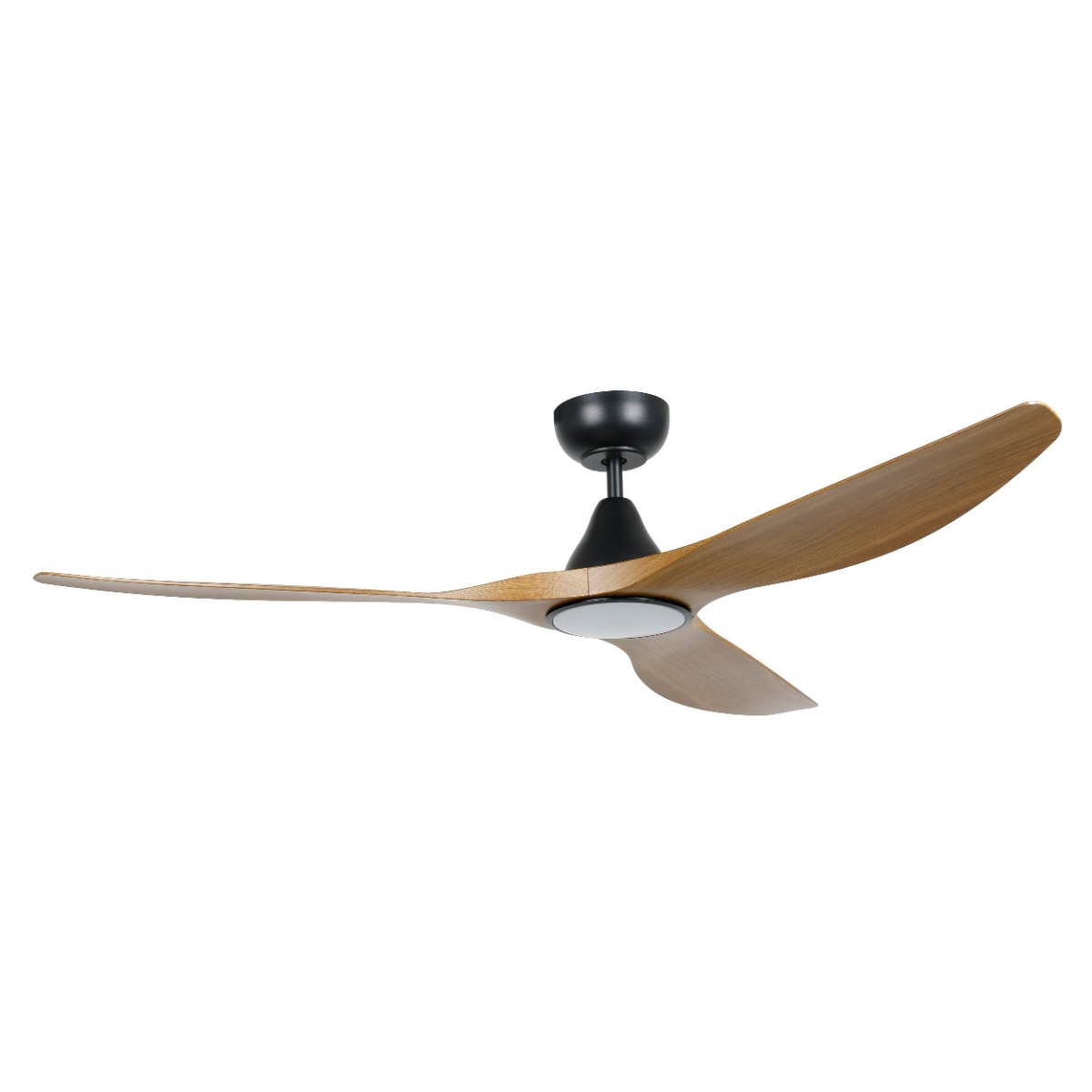 Eglo Lighting Surf DC Ceiling Fan with LED Light Kit - Black with Burmese teak blades 60inch