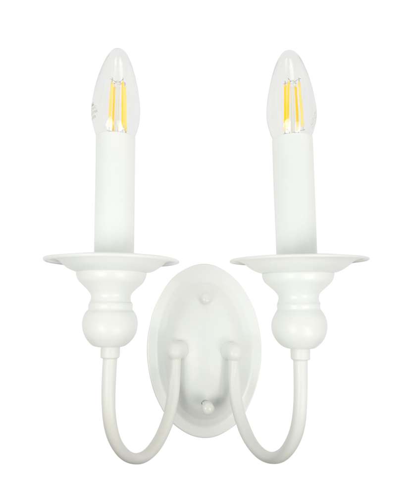 Ailia Imports Sussex White 2 Light Wall light