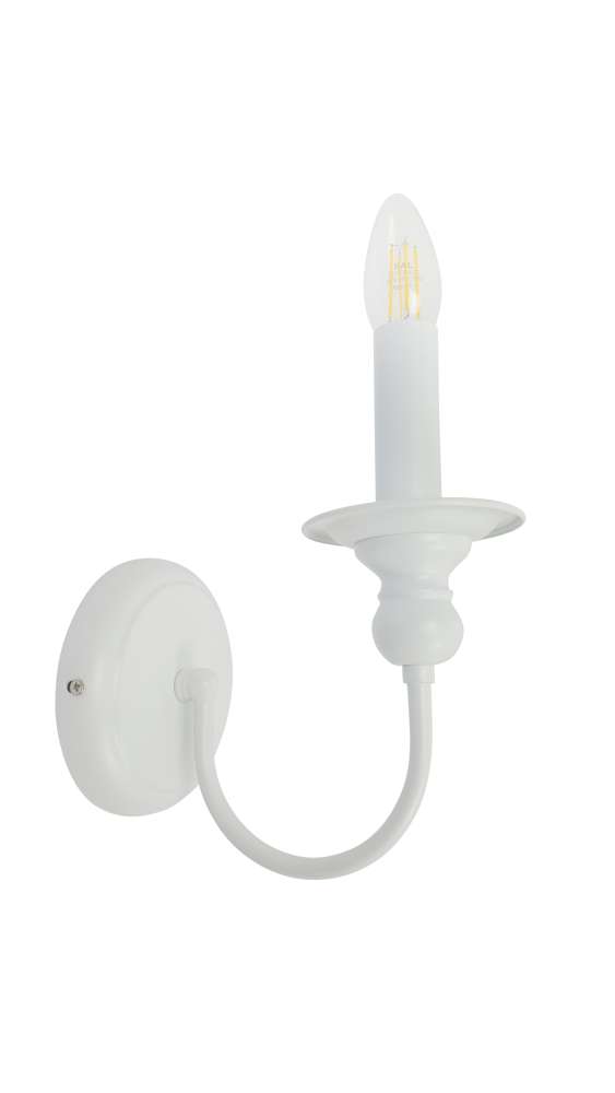 Ailia Imports Sussex White 1 Light Wall light - side view
