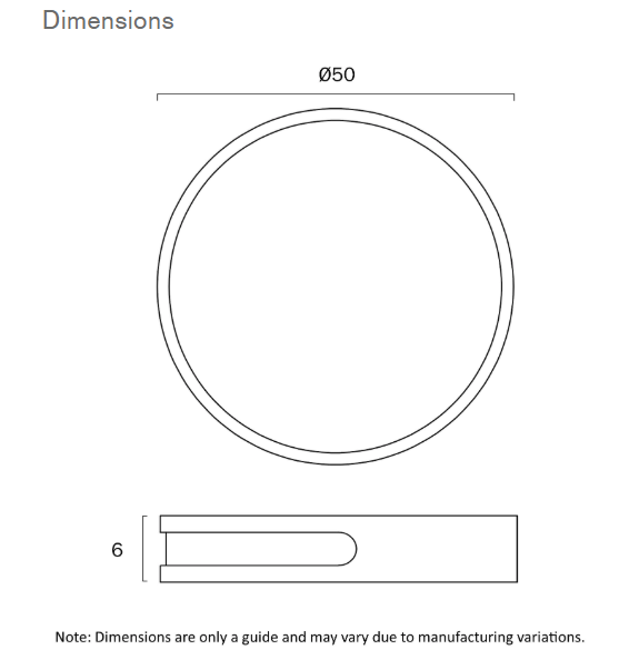 Telbix Thalia Teak Timber Round Oyster light - 36w Dimensions