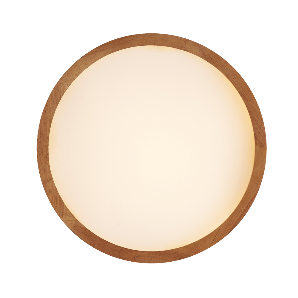 Telbix Thalia Teak Timber Round Oyster light - Front