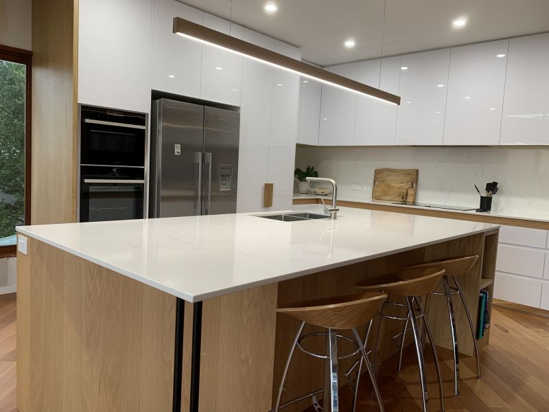 American Oak LED pendant Installed Pic 2