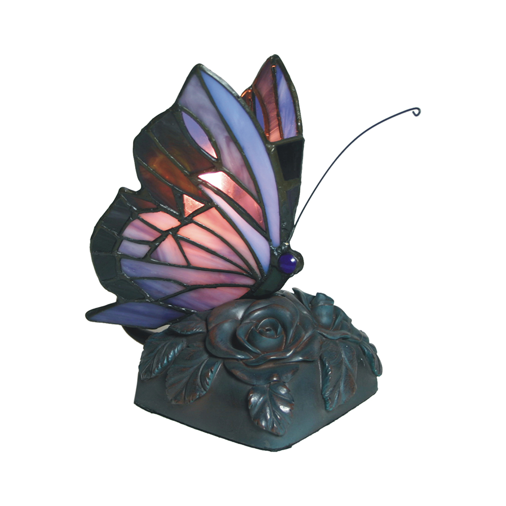 G&G Brothers TL-818/PB Purple Butterfly Table Lamp