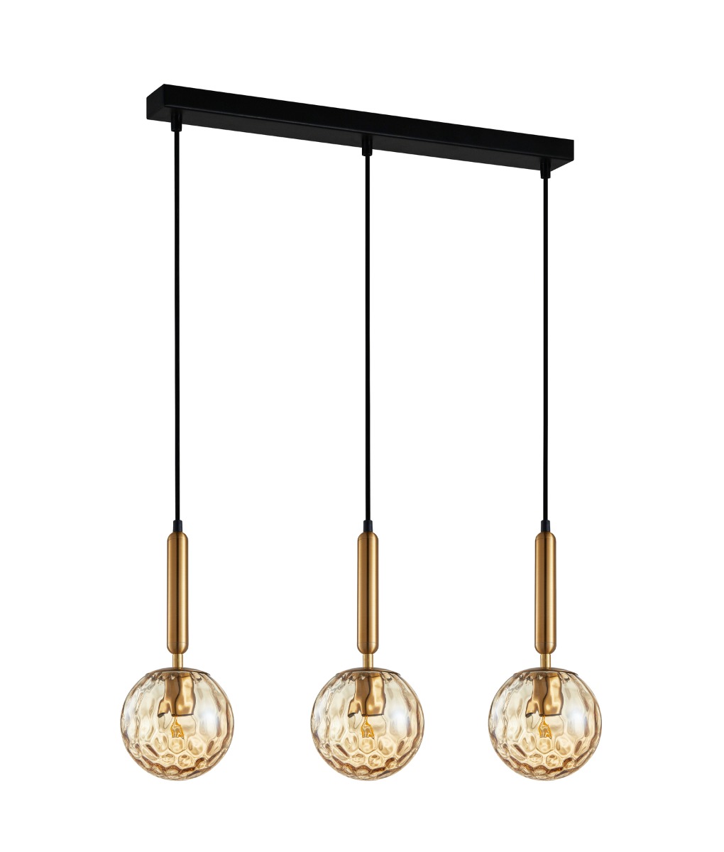 CLA Trattino1 3 Light Bar Pendant - Amber Glasses 