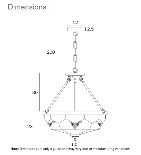 Telbix Lighting Valmont Brass Pendant Dimensions