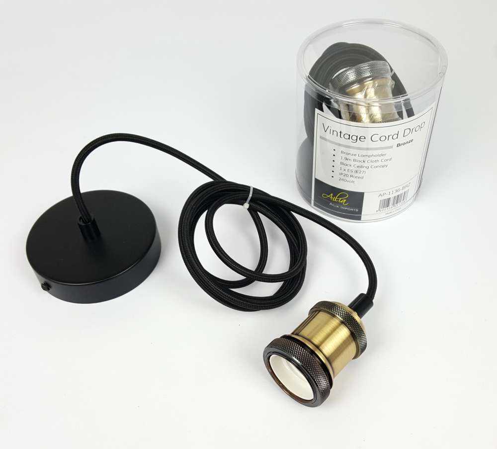 Vintage 1 Light cord set - Bronze