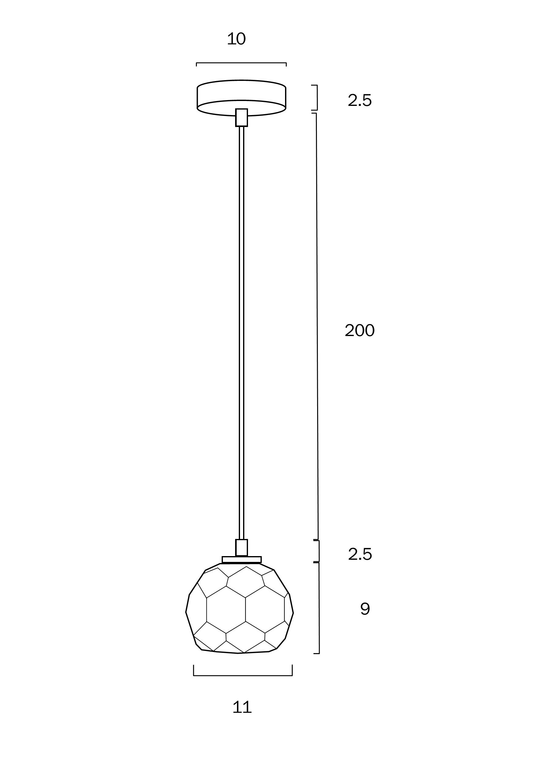 Telbix Lighting Zaha 1LT Pendant Dimensions